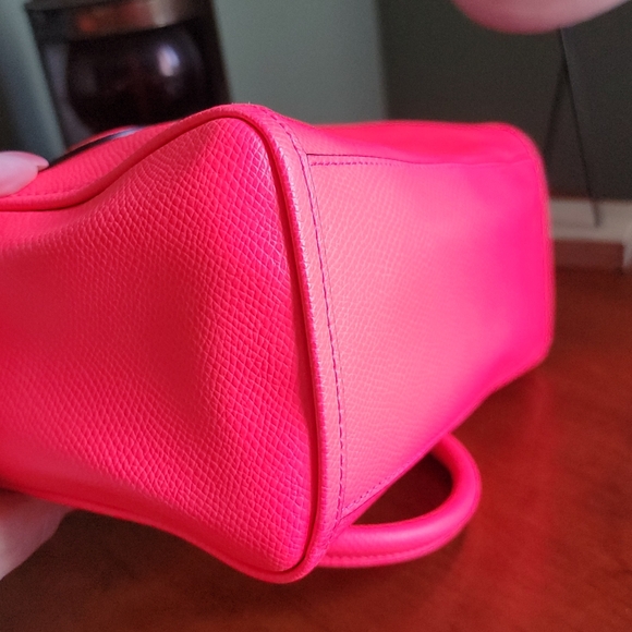 Coach Mini Bennet Satchel Neon Pink Crossgrain Leather 2-way Bag #F34697 - Picture 10 of 16